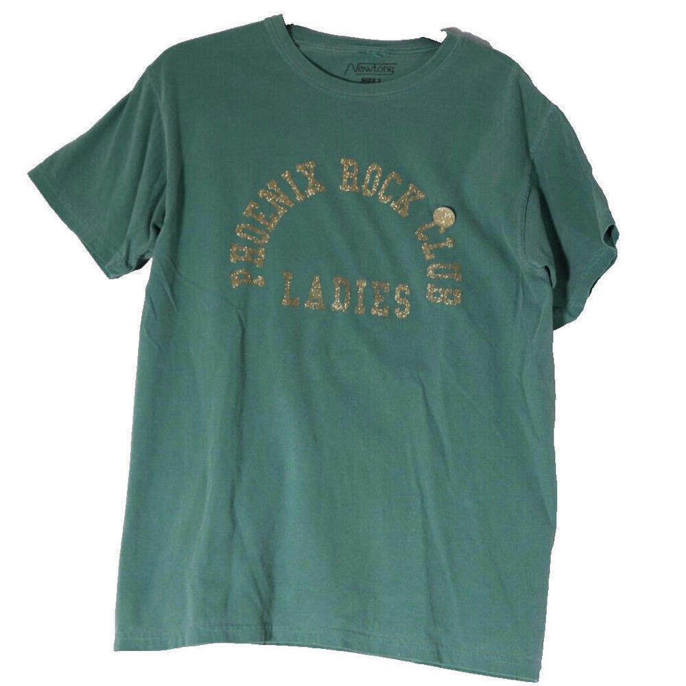 Newtone Women's 1 Green Gold Phoenix Rock Club Round Neck 100% Cotton T-Shirt